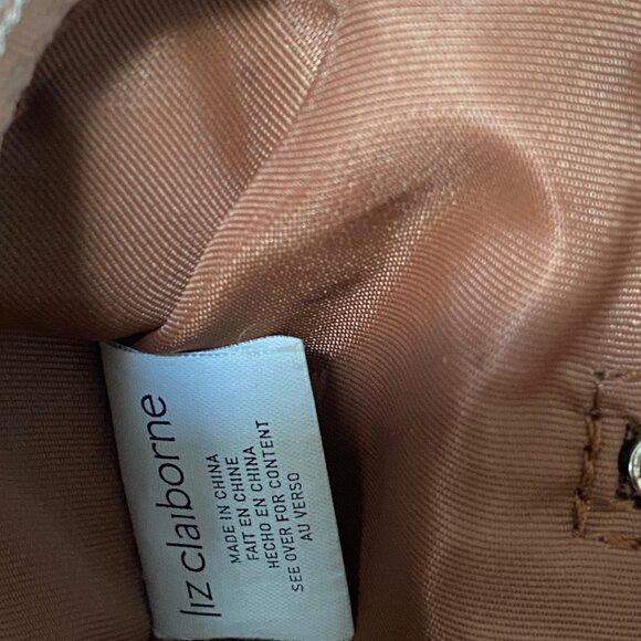 Liz Claiborne Vintge Woven Cream and Tan Leather Tote Bag - Picture 8 of 12